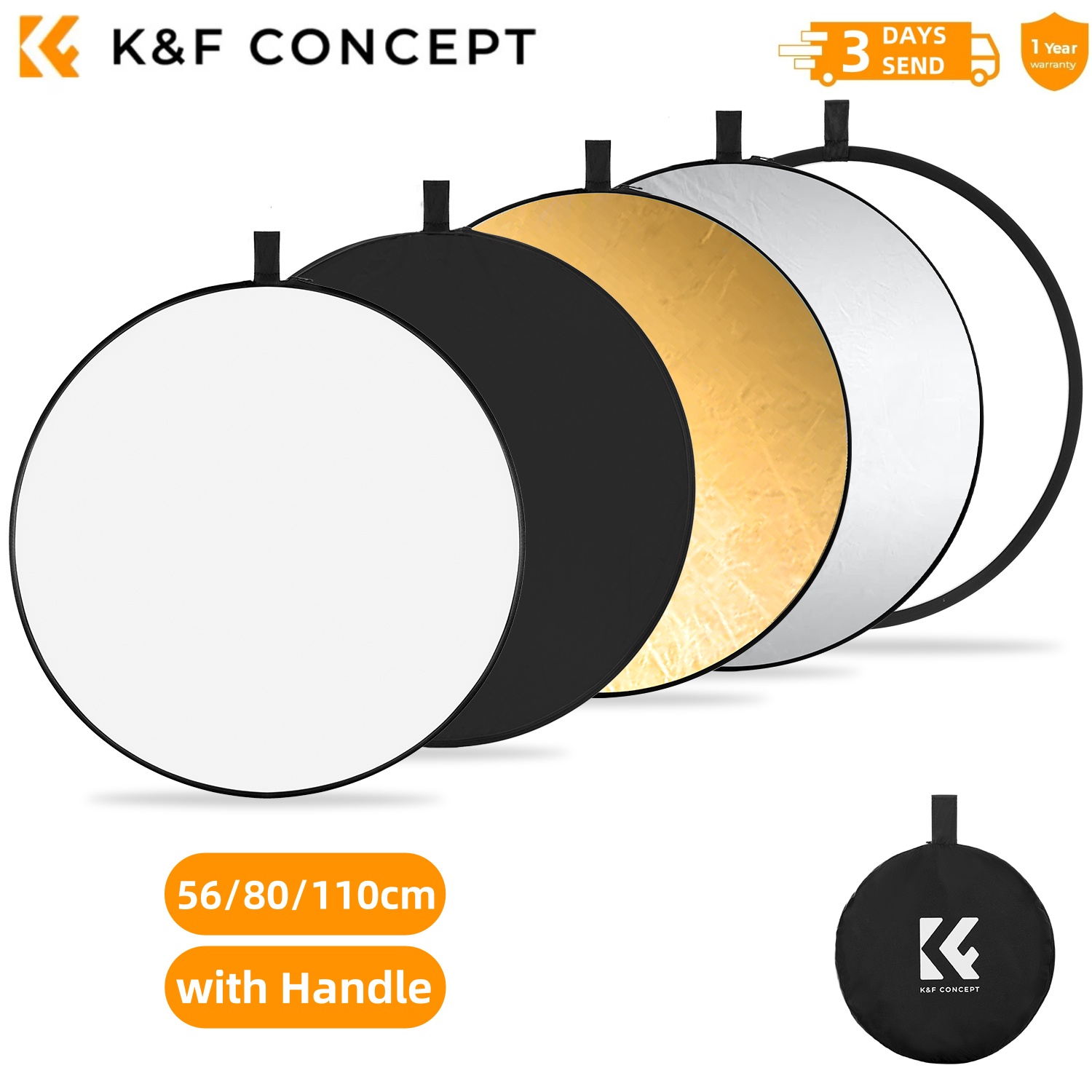 Photography Lighting Reflectors - K&F CONCEPT 56/80/110cm 5-in-1 Aksesori Tenda