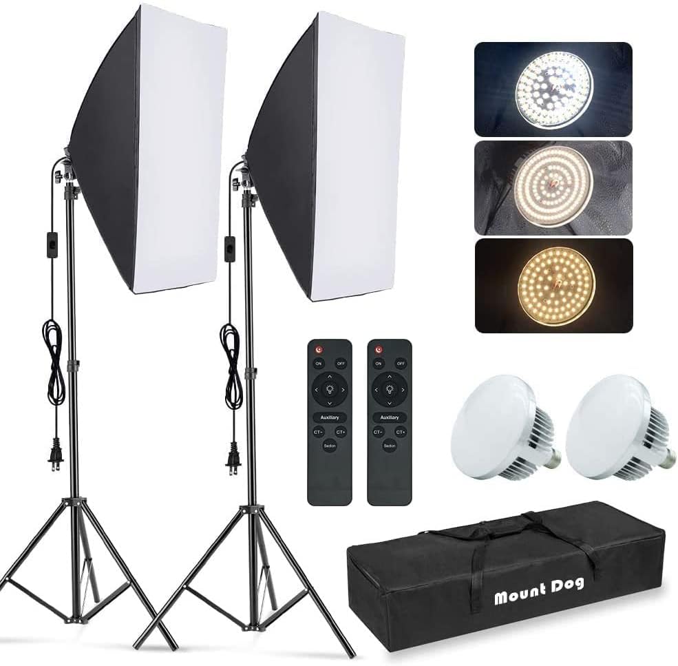 Photography Led Lighting Kit - Kit Pencahayaan Softbox Fotografi, 2-Pack 19.7