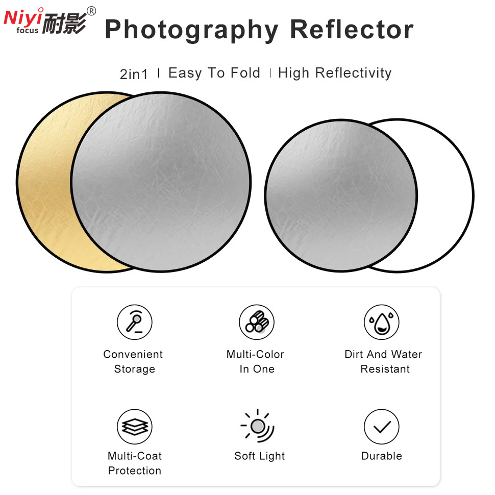 Reflektor Portabel Bulat 2in1  - Photography Lighting Reflectors ulasan dan harga