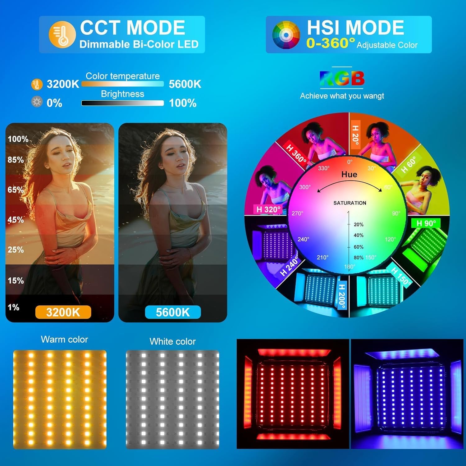 Kit Pencahayaan Video LED RGB, - Photography Led Lighting Kit ulasan dan harga